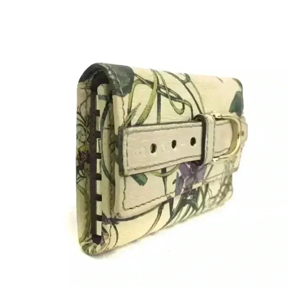 Gucci Flora Ivory Leather Key Case Unisex Floral Keyring - Picture 3 of 8